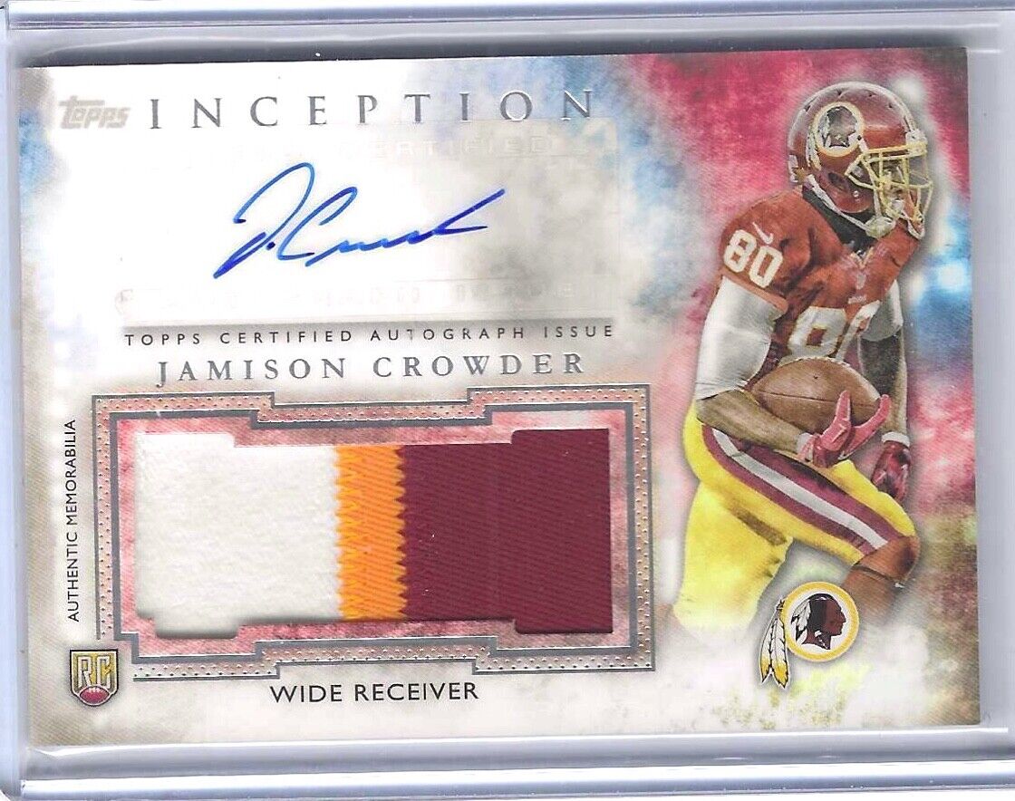 JAMISON CROWDER 2015 TOPPS INCEPTION ROOKIE JUMBO PATCH AUTO RC #AJP-JC