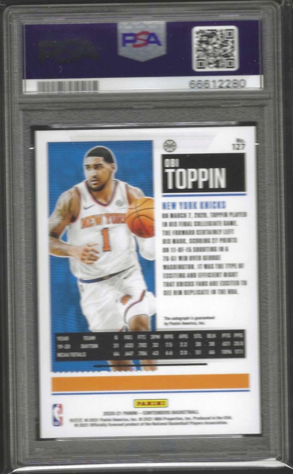 OBI TOPPIN 2020-21 PANINI CONTENDERS PLAYOFF TICKET AUTO RC /99 PSA 9 MINT POP 2