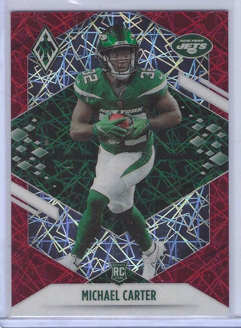 MICHAEL CARTER 2021 PANINI PHOENIX RED LAZER PRIZM ROOKIE RC #D 195/285