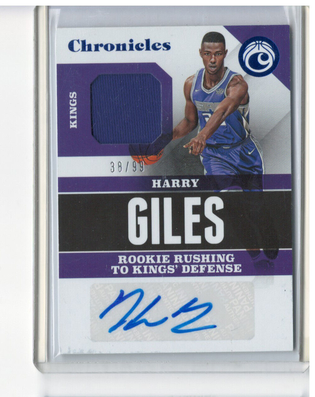 HARRY GILES 2017-18 PANINI CHRONICLES ROOKIE JERSEY AUTO RC #D 38/99