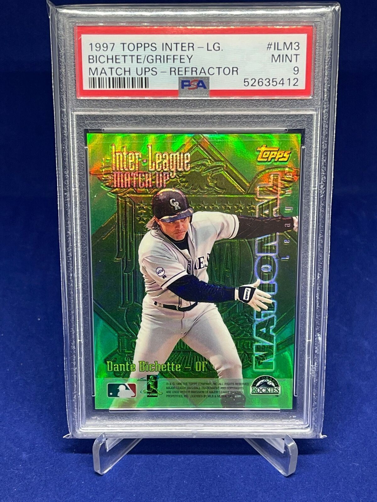 KEN GRIFFEY JR BICHETTE 1997 TOPPS INTER LEAGUE MATCHUPS REFRACTOR PSA 9 MINT