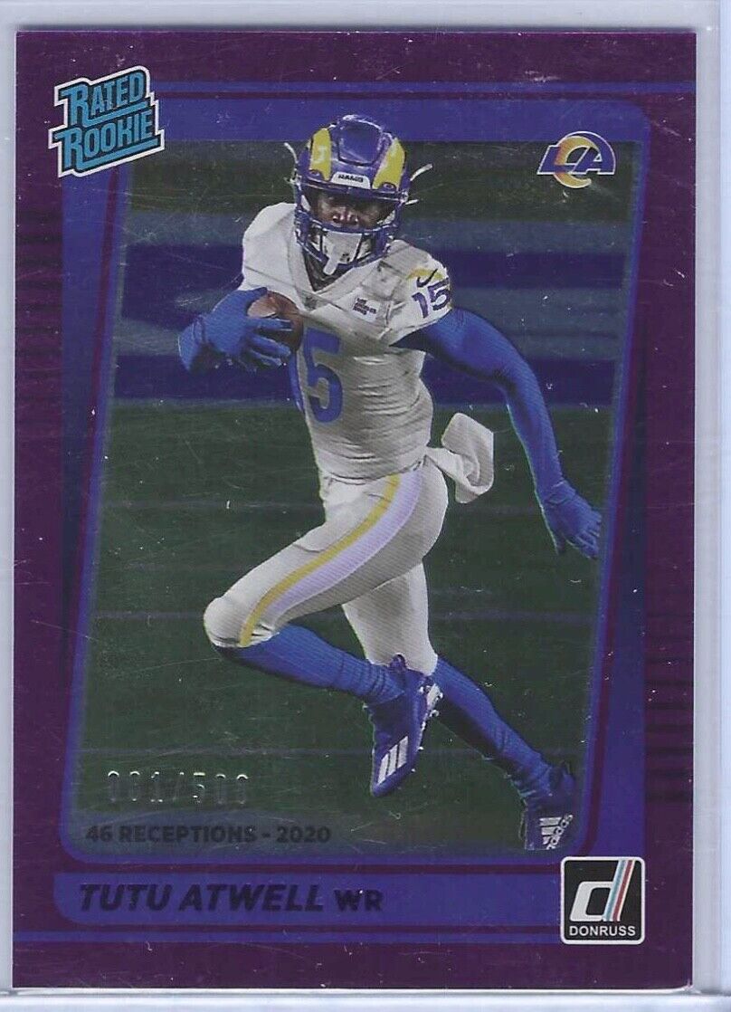 TUTU ATWELL 2021 PANINI DONRUSS PURPLE FOIL RATED ROOKIE RC #D 001/500