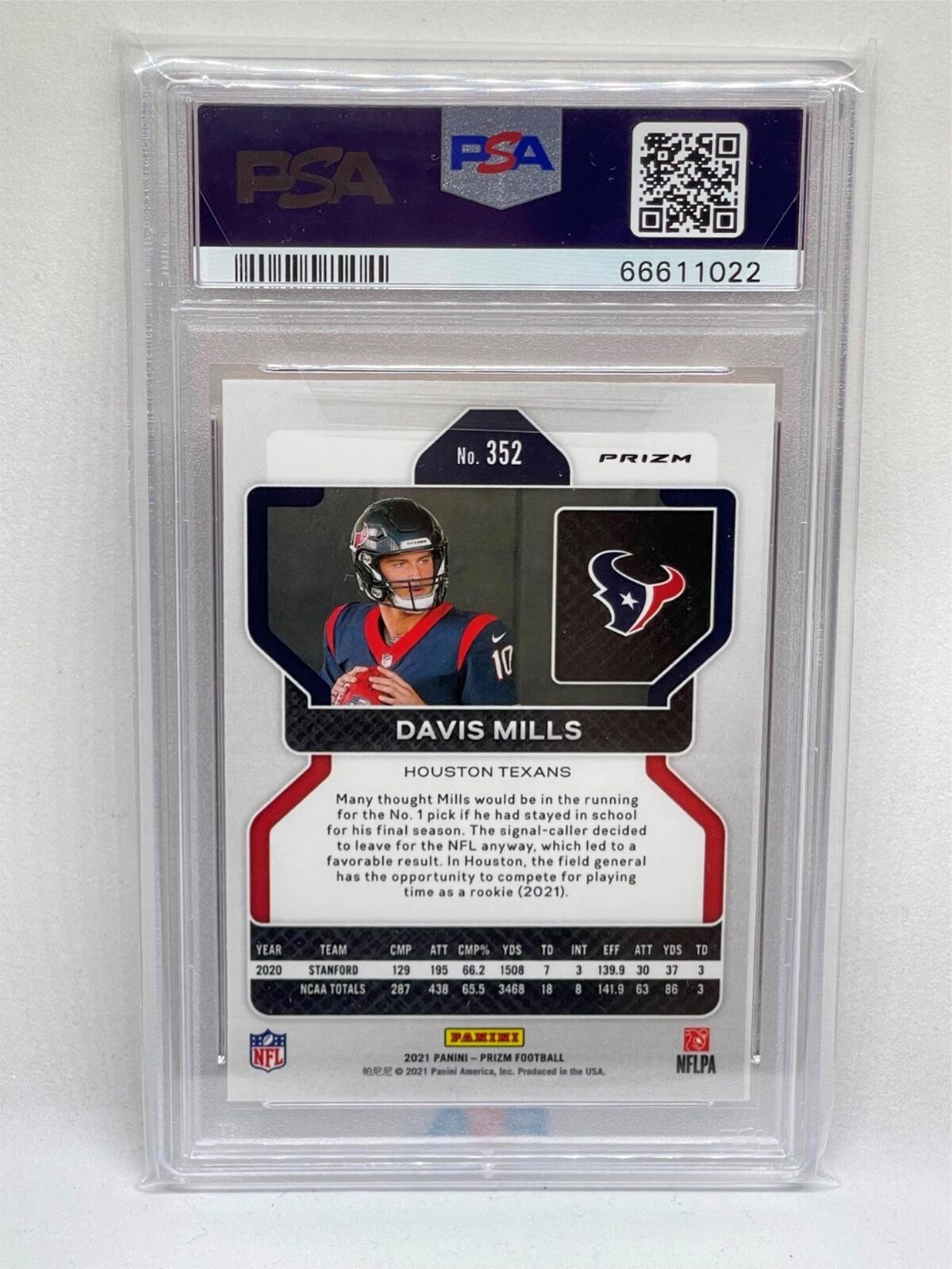 DAVIS MILLS 2021 PANINI PRIZM ORANGE LAZER PRIZM ROOKIE RC #352 PSA 10 GEM MINT