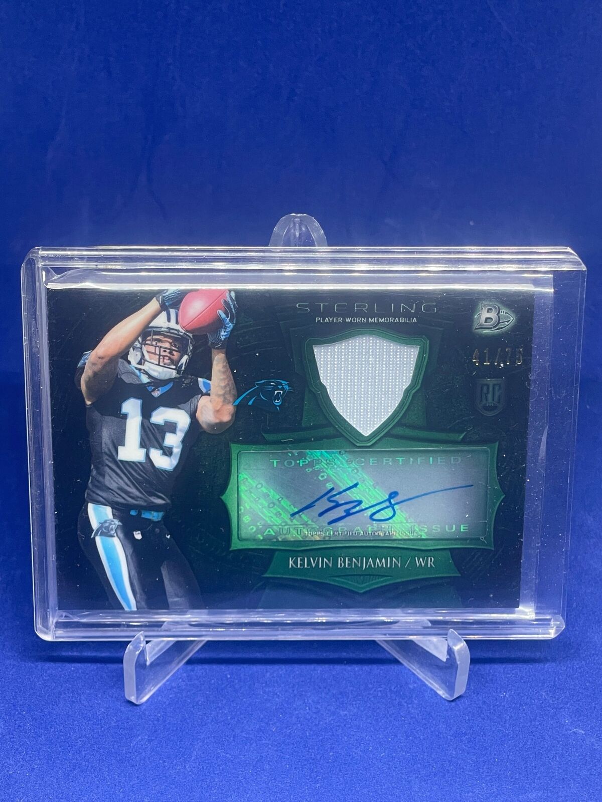 KELVIN BENJAMIN 2014 BOWMAN STERLING GREEN REFRACTOR JERSEY AUTO RC #D 41/75