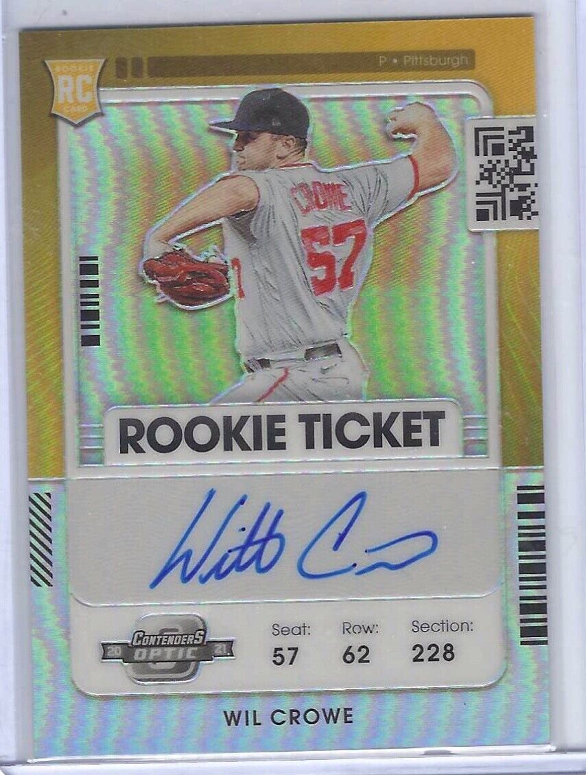 WIL CROWE 2021 OPTIC CONTENDERS SILVER PRIZM ROOKIE TICKET AUTO RC #155