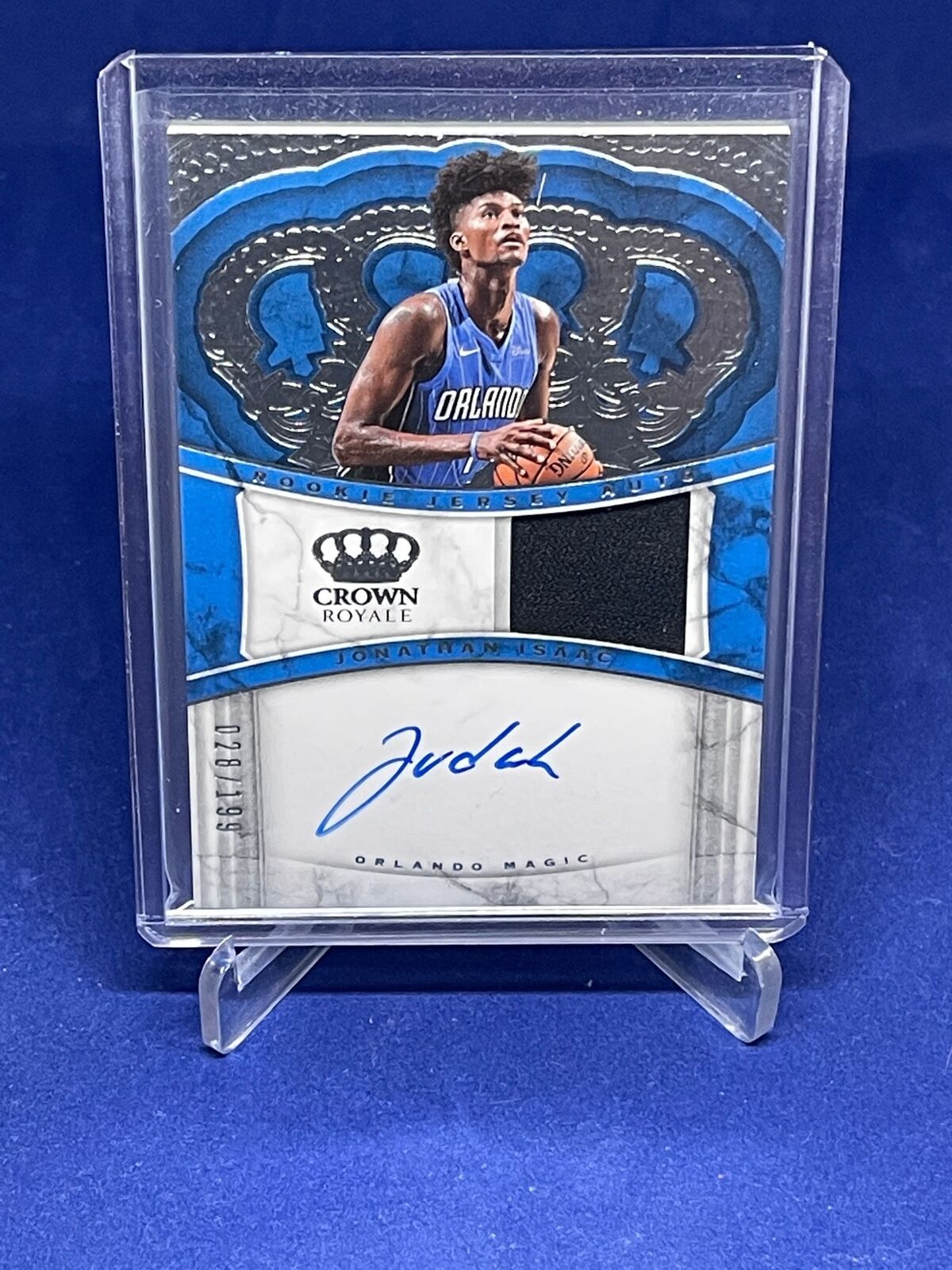 JONATHAN ISAAC 2017-18 PANINI CROWN ROYALE JERSEY AUTO ROOKIE RC #D 28/199