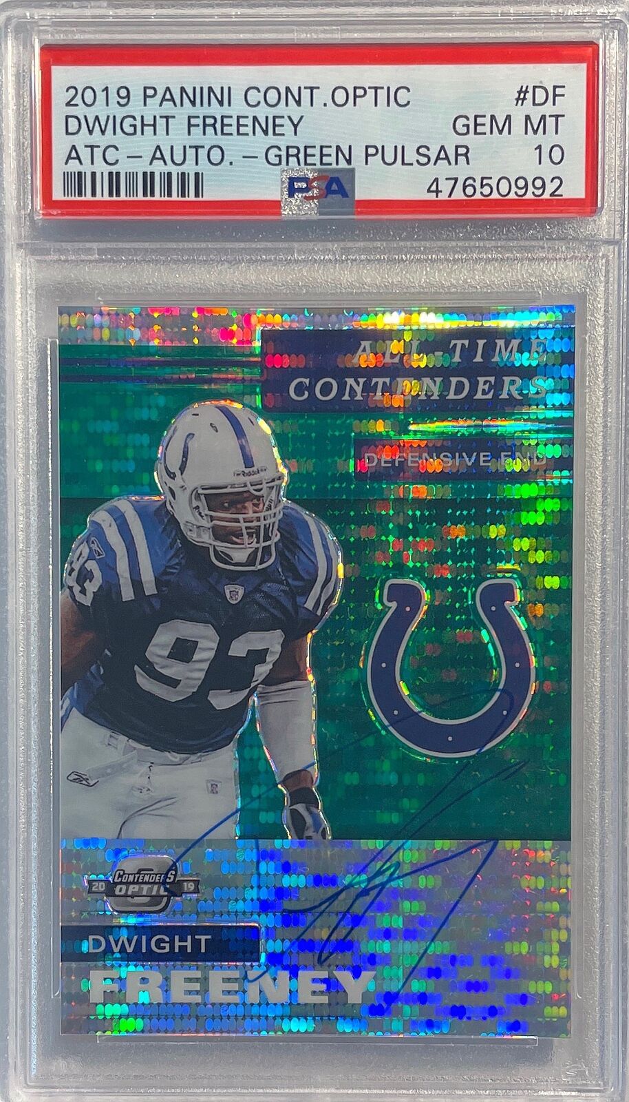 DWIGHT FREENEY 2019 CONTENDERS OPTIC GREEN PULSAR PRIZM AUTO /27 PSA 10 POP 1/1
