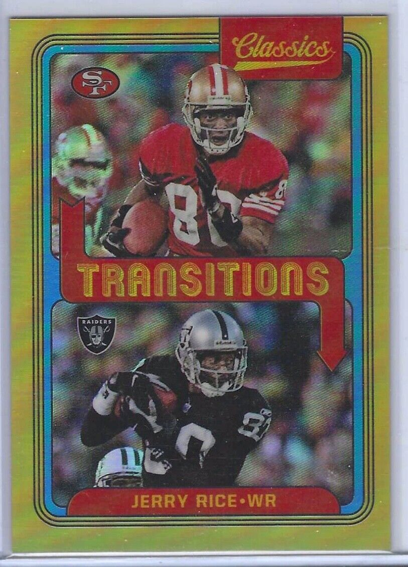 JERRY RICE 2021 PANINI CLASSICS TRANSITIONS YELLOW PRIZM #D 20/75