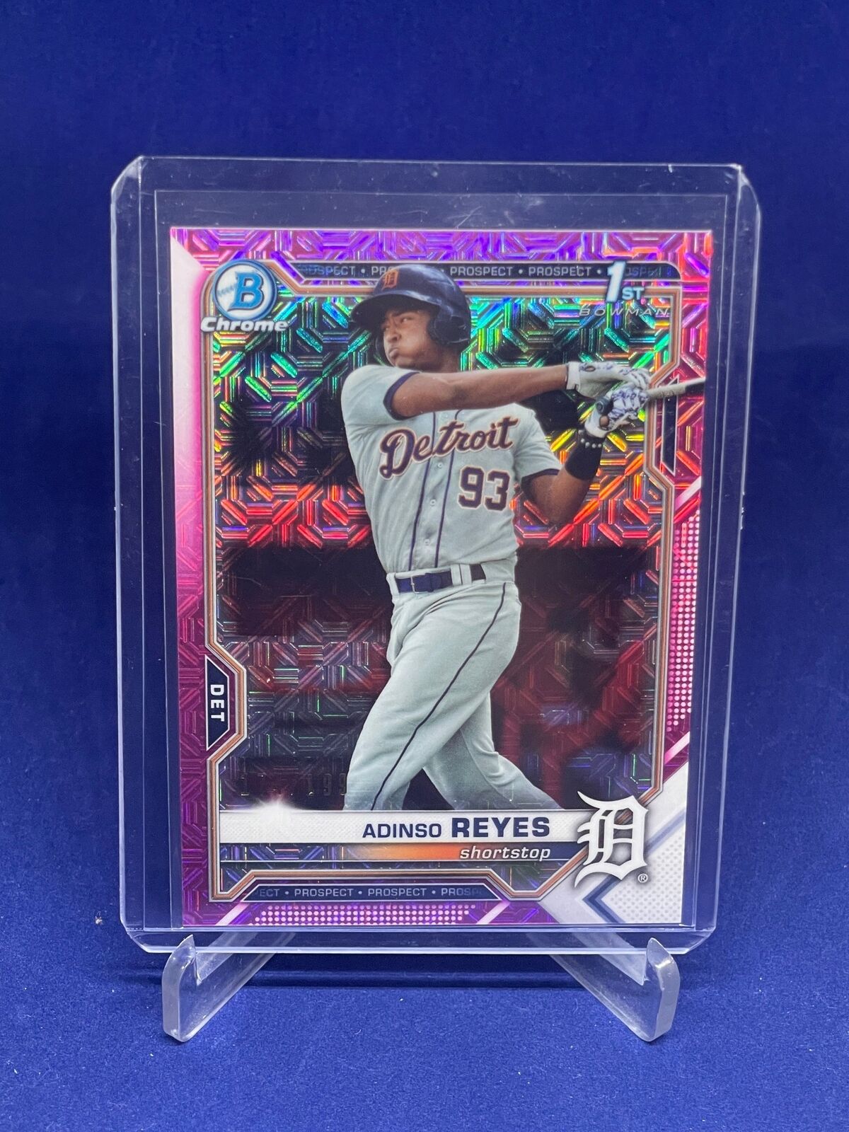 ADINSO REYES 2021 BOWMAN CHROME PINK MEGA BOX MOJO REFRACTOR PROSPECT #D 174/199