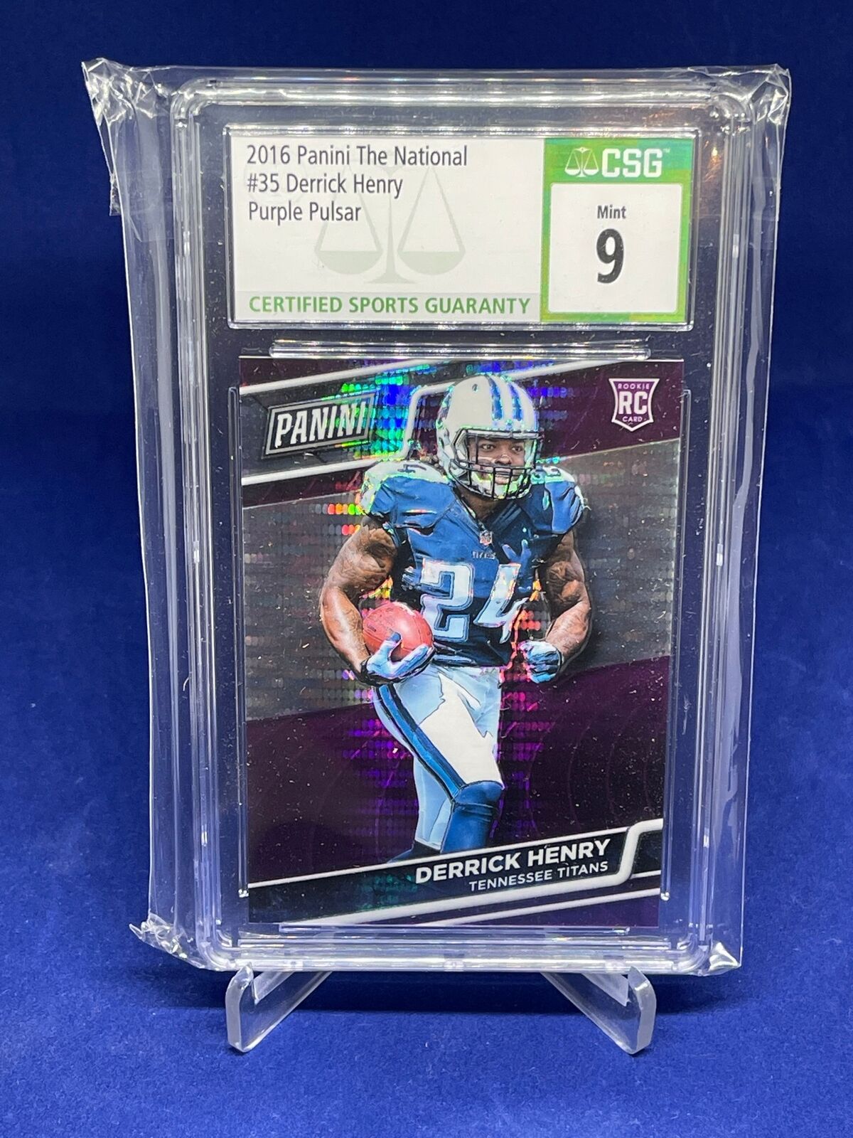 DERRICK HENRY 2016 PANINI THE NATIONAL PURPLE PULSAR PRIZM RC #D /50 CSG 9 MINT
