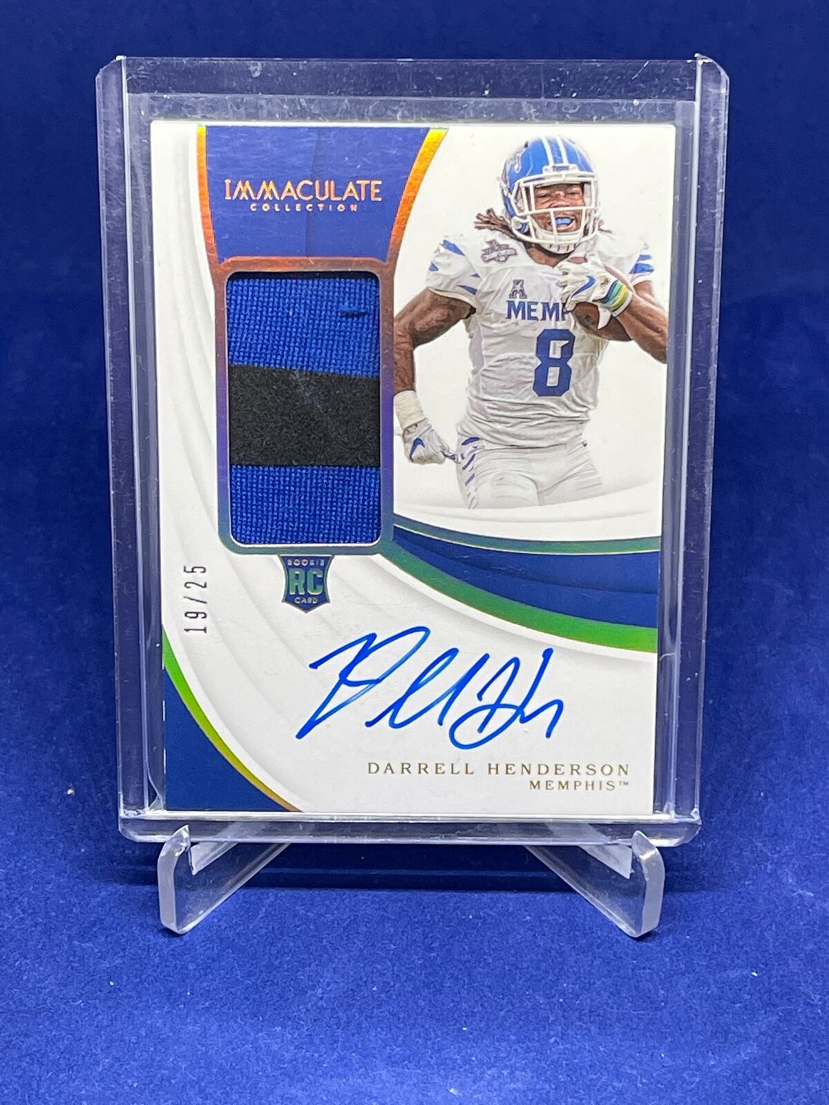 DARRELL HENDERSON 2O19 PANINI IMMACULATE COLLEGIATE PATCH AUTO RC #D 19/25