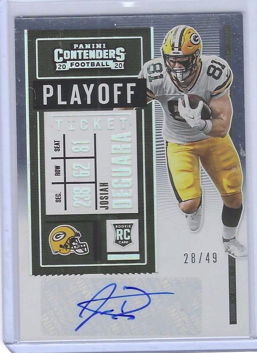 JOSIAH DEGUARA 2020 PANINI CONTENDERS PLAYOFF TICKET VARIATION AUTO RC #D 28/49