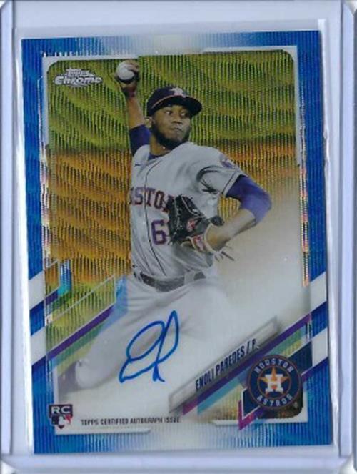 ENOLI PAREDES 2021 TOPPS CHROME BLUE WAVE REFRACTOR AUTO RC #D 34/150