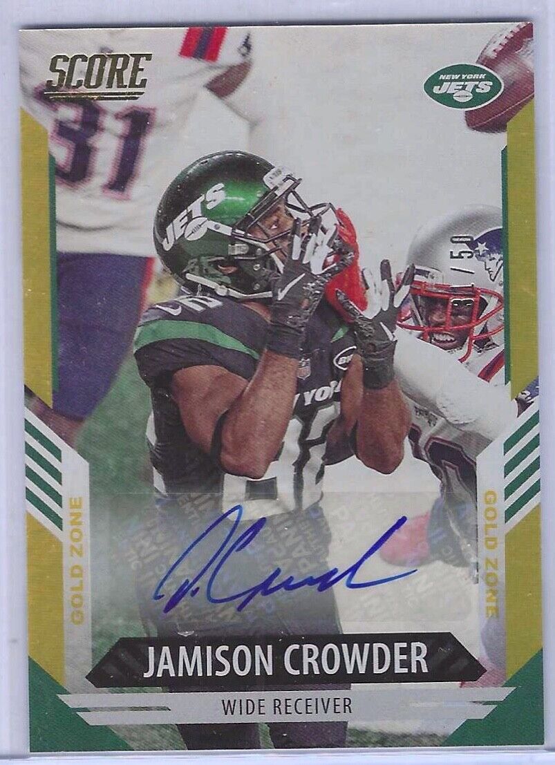 JAMISON CROWDER 2021 PANINI SCORE GOLD ZONE AUTO #D 31/50