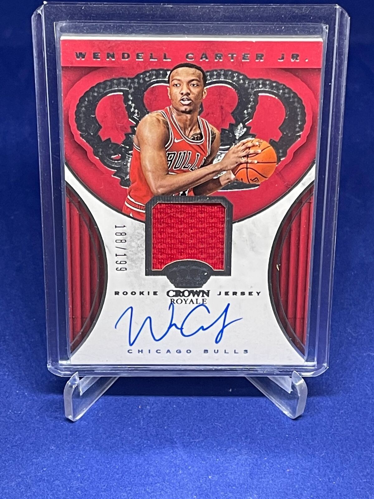 WENDELL CARTER JR 2018-19 PANINI CROWN ROYALE JERSEY AUTO ROOKIE RC #D 188/199