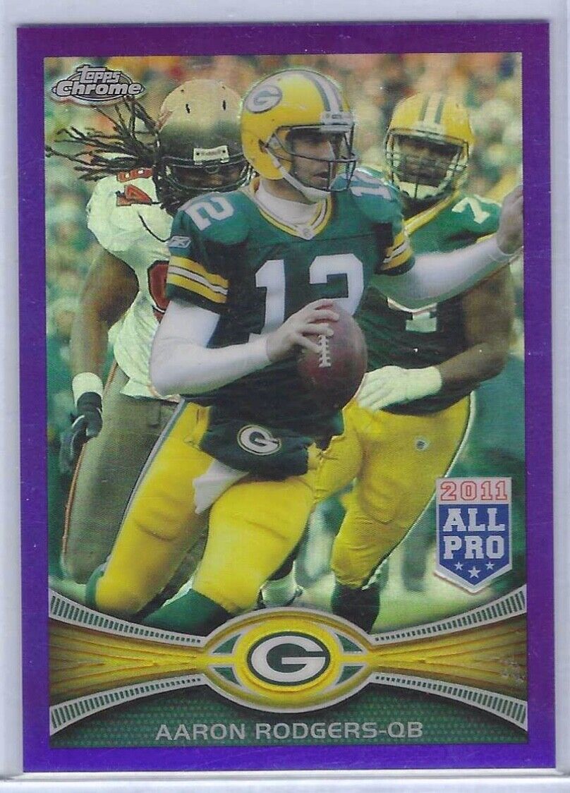 AARON RODGERS 2012 TOPPS CHROME 2011 ALL PRO PURPLE REFRACTOR #D 090/499