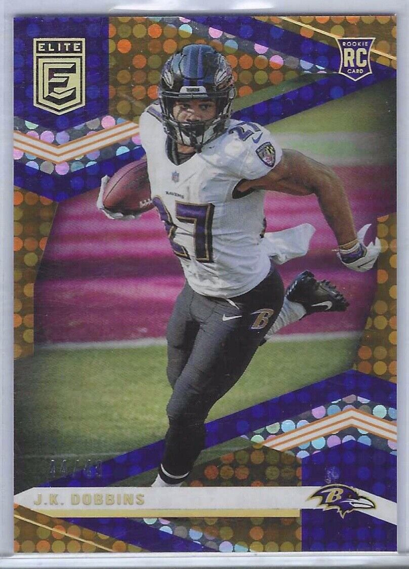 JK DOBBINS 2020 PANINI CHRONICLES DONRUSS ELITE ORANGE DISCO RC #D 44/49