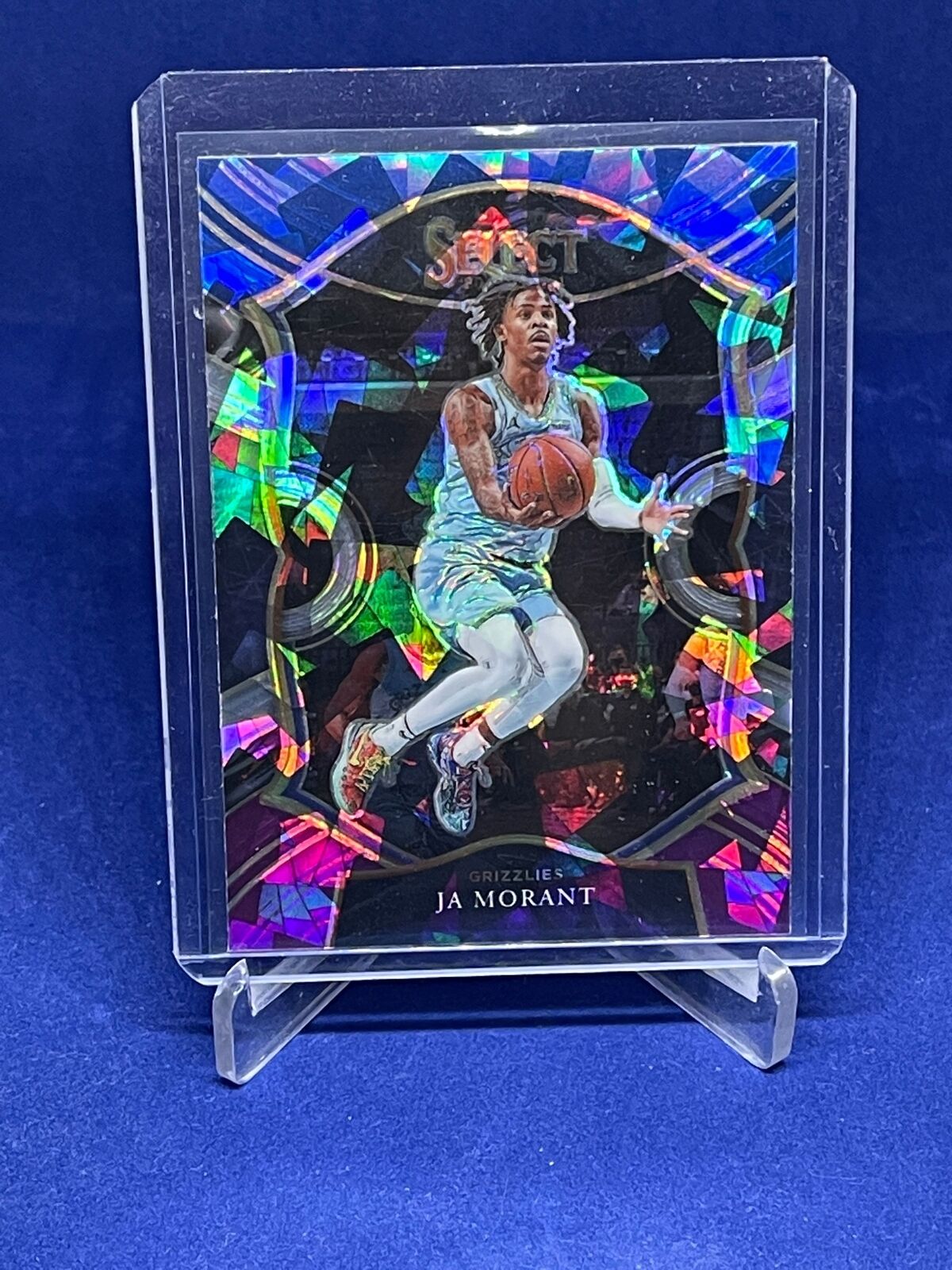 JA MORANT 2020-21 PANINI SELECT CONCOURSE BLUE PURPLE CRACKED ICE PRIZM #60