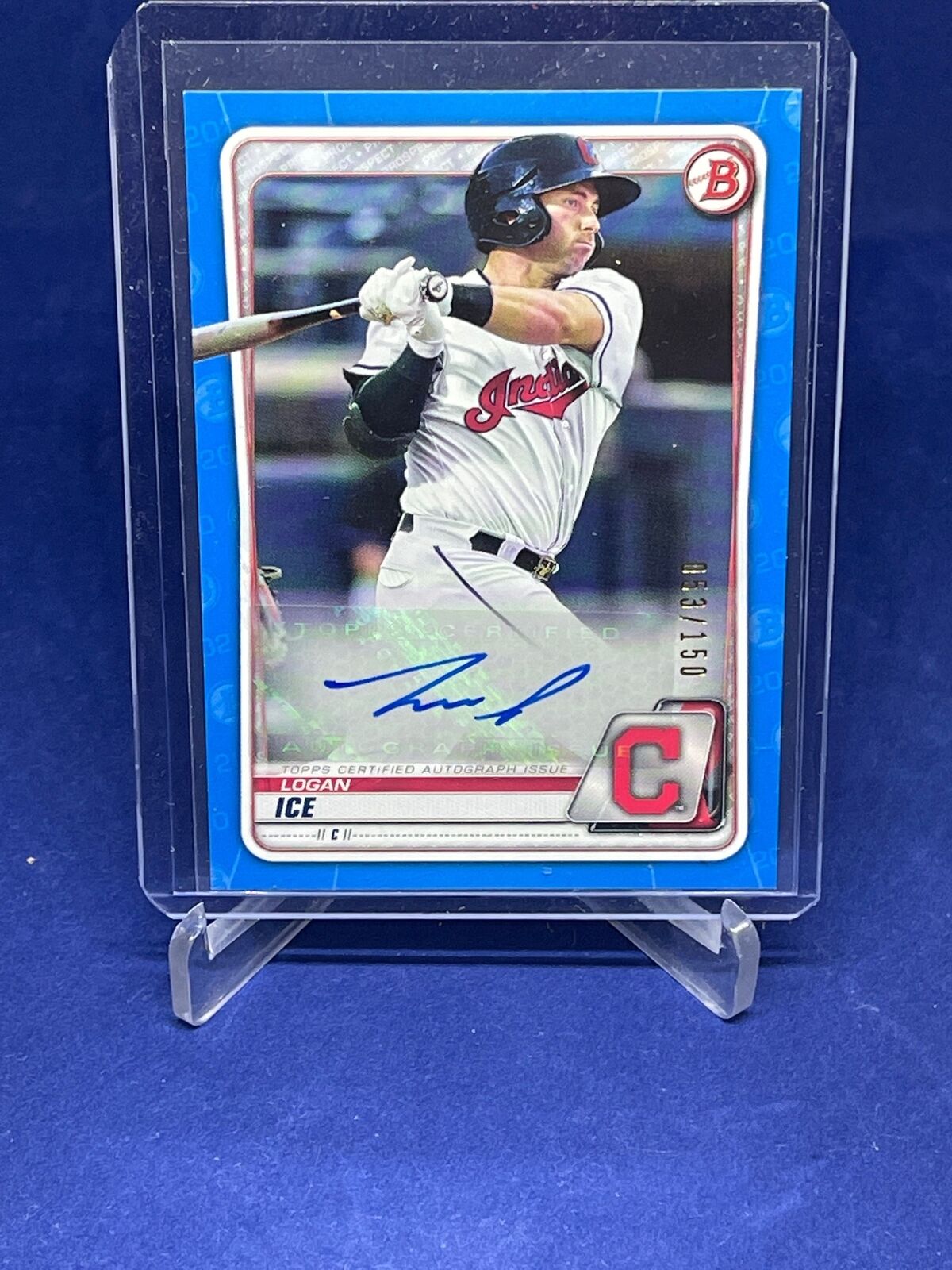 LOGAN ICE 2020 BOWMAN PROSPECT BLUE AUTO #D 53/150
