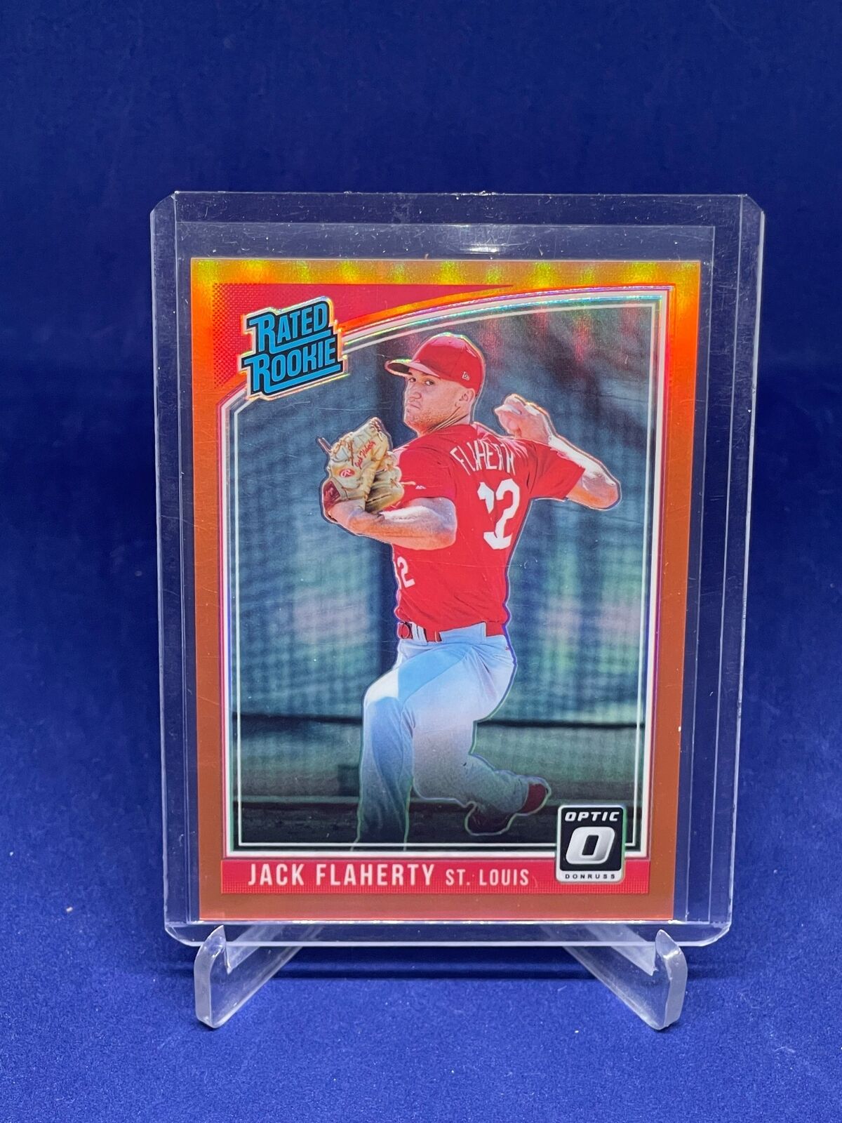 JACK FLAHERTY 2018 PANINI DONRUSS OPTIC RATED ROOKIE ORANGE HOLO RC #D 2/199