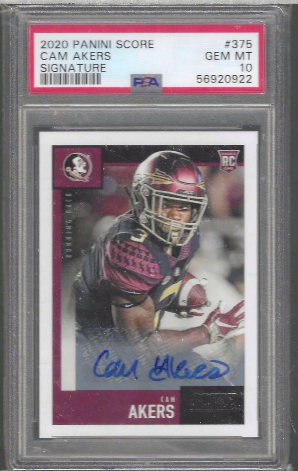 CAM AKERS 2020 PANINI SCORE SIGNATURE AUTO RC PSA 10 GEM MINT POP 2