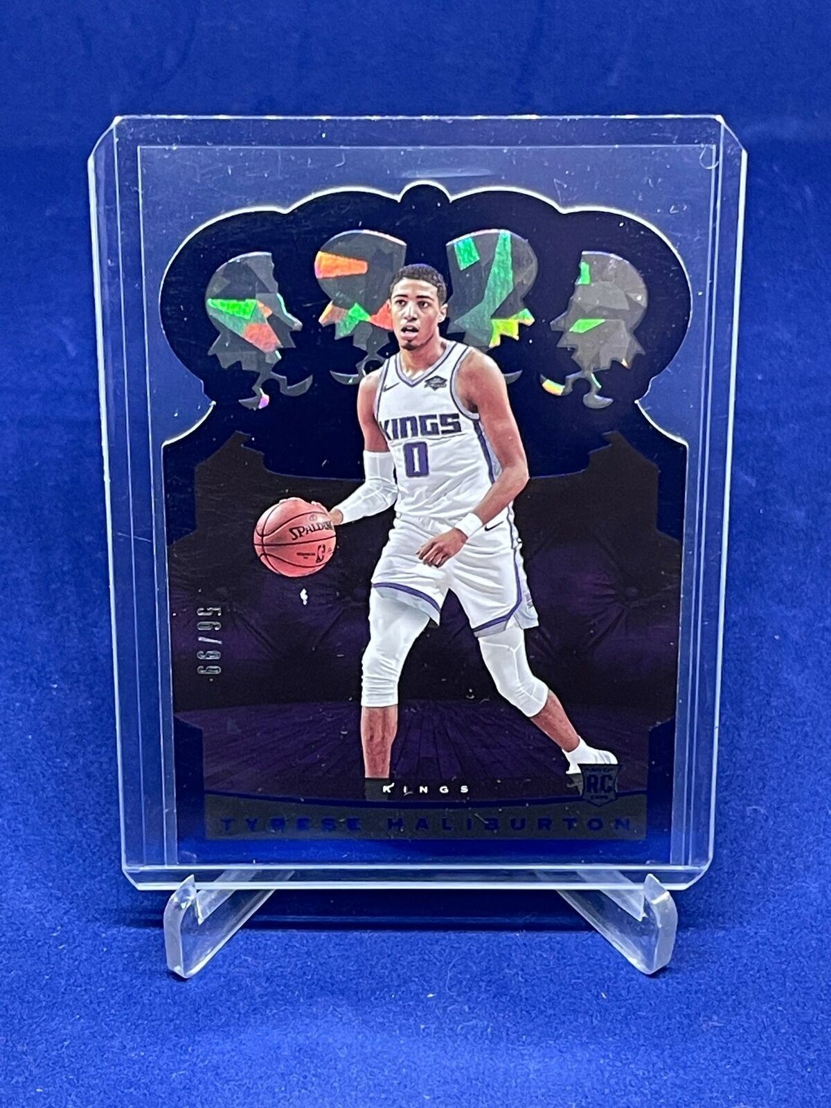 TYRESE HALIBURTON 2020-21 PANINI CROWN ROYALE BLUE ICE ROOKIE RC #D 56/99