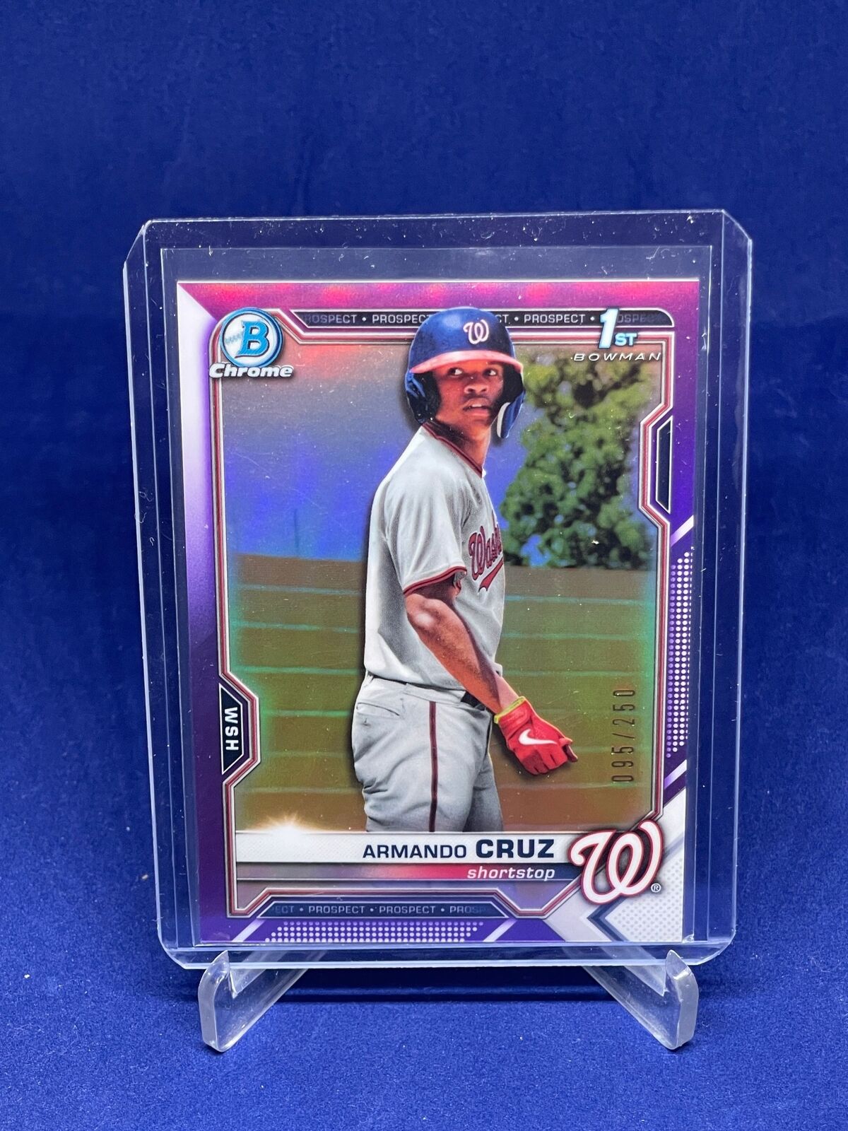 ARMANDO CRUZ 2021 BOWMAN CHROME 1ST PURPLE REFRACTOR PROSPECT #D 95/250