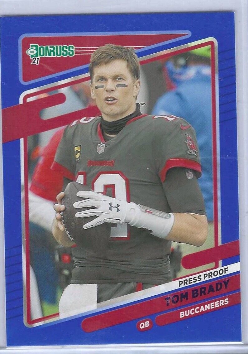 TOM BRADY 2021 PANINI DONRUSS BLUE PRESS PROOF NO HELMET VARIATION SP #1