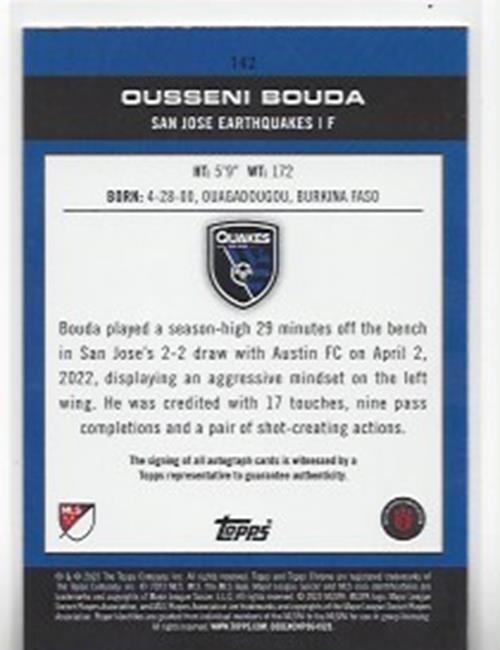OUSSENI BOUDA 2023 TOPPS CHROME MLS REFRACTOR GOLD ROOKIE PRODIGIES AUTO RC /50