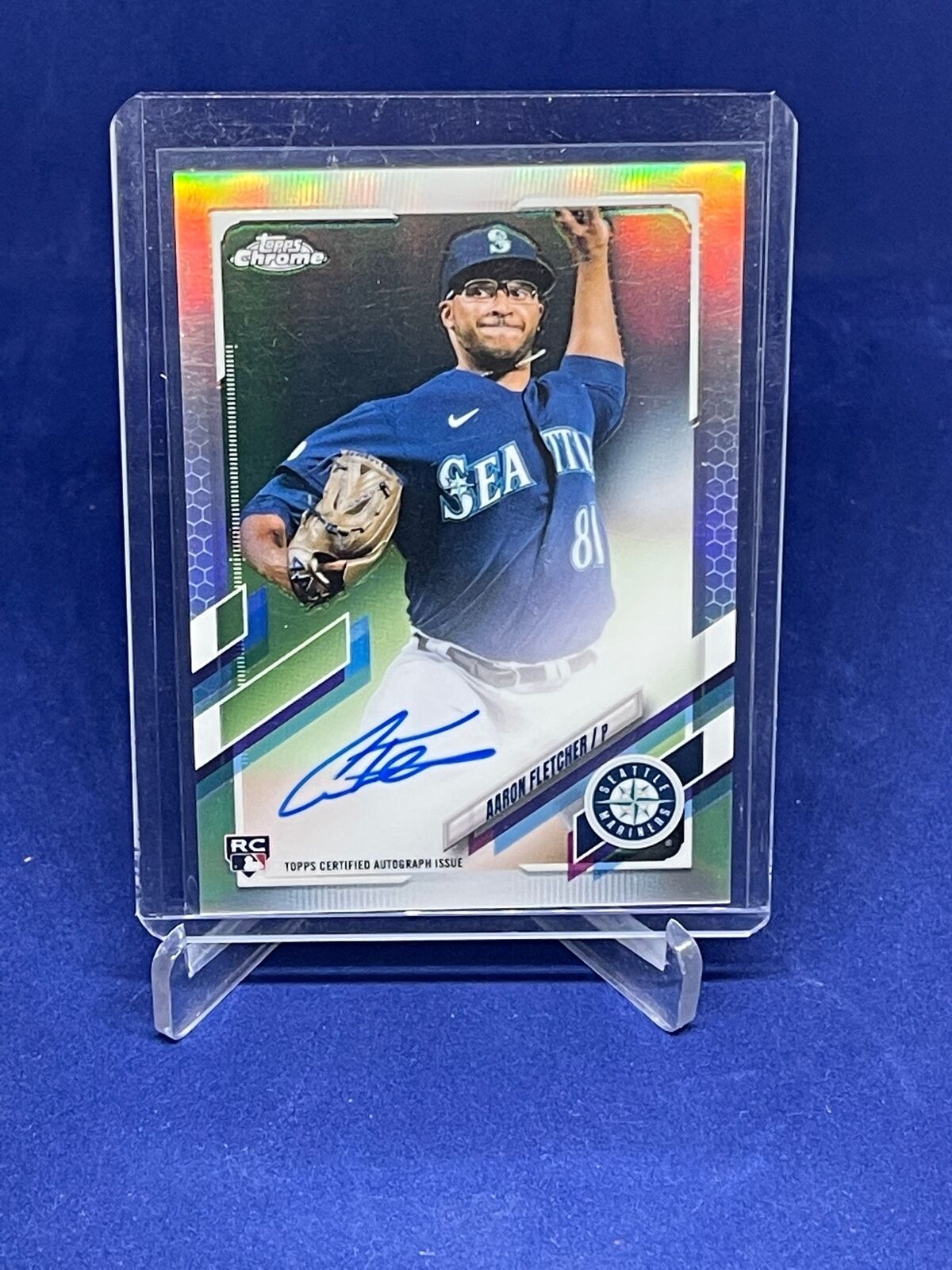 AARON FLETCHER 2021 TOPPS CHROME REFRACTOR ON CARD AUTO ROOKIE RC #D 171/499