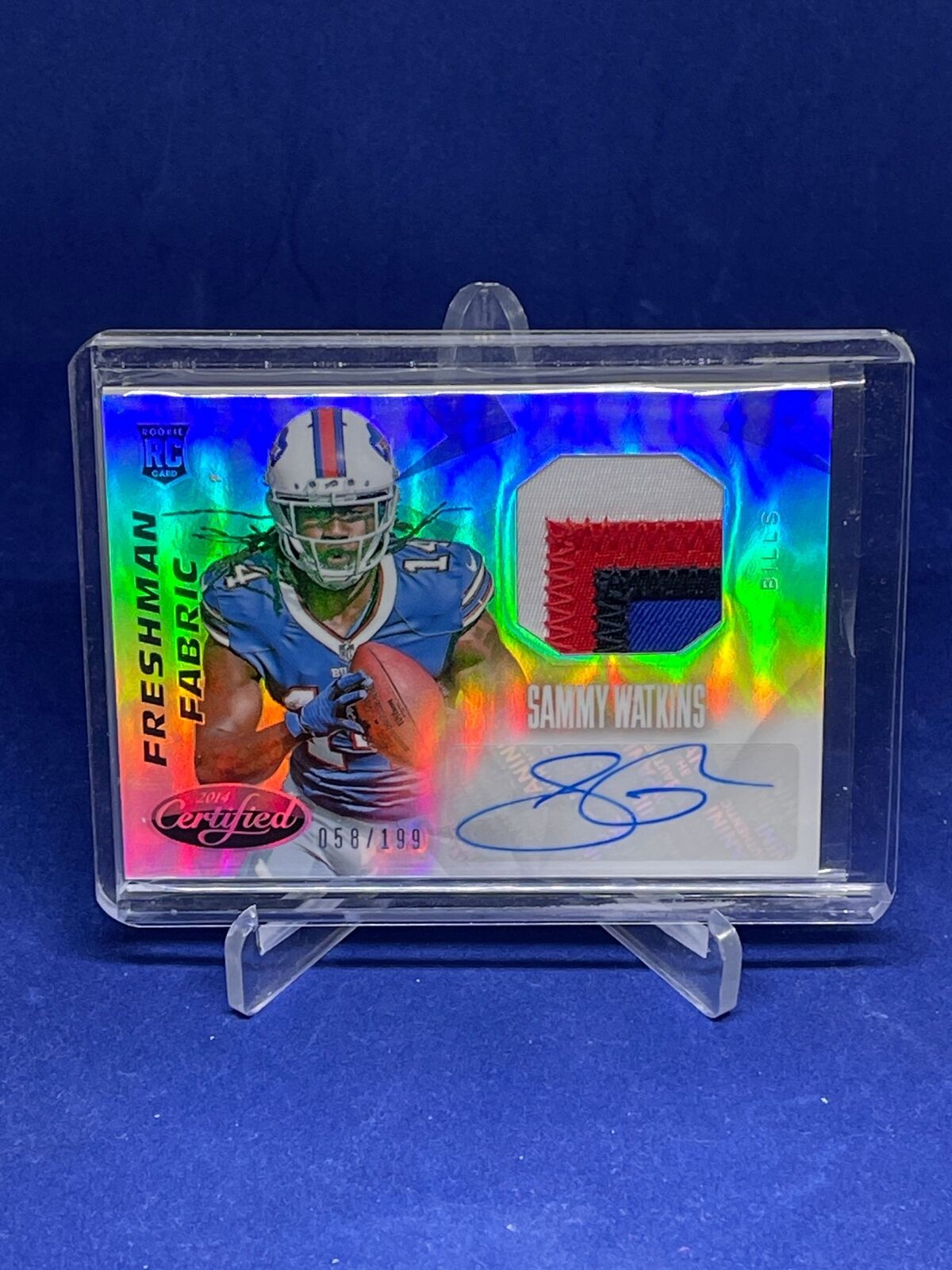 SAMMY WATKINS 2014 PANINI CERTIFIED FRESHAMN FABRIC PATCH AUTO RC #D 58/199