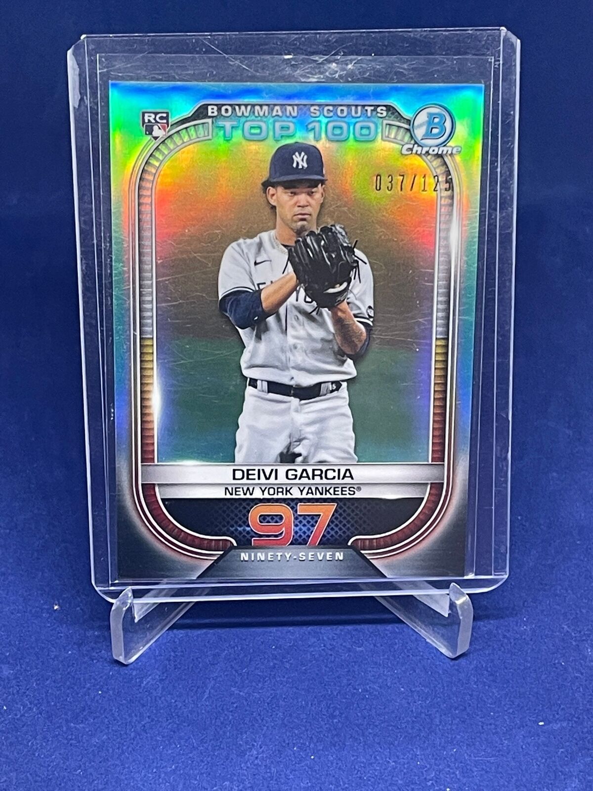 DEVI GARCIA 2021 BOWMAN CHROME SCOUTS TOP 100 TEAL REFRACTOR PROSPECT #D 37/125