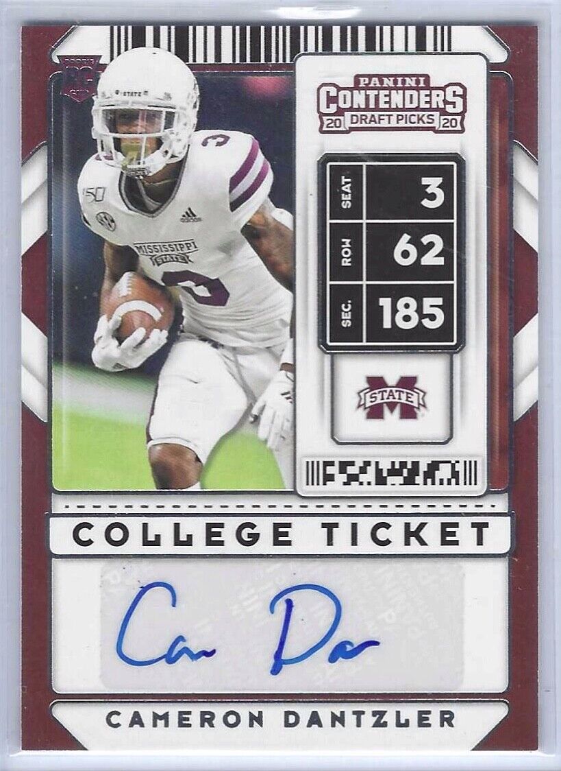 CAMERON DANTZLER 2020 PANINI CONTENDERS DRAFT PICKS COLLEGE TICKET AUTO RC #191