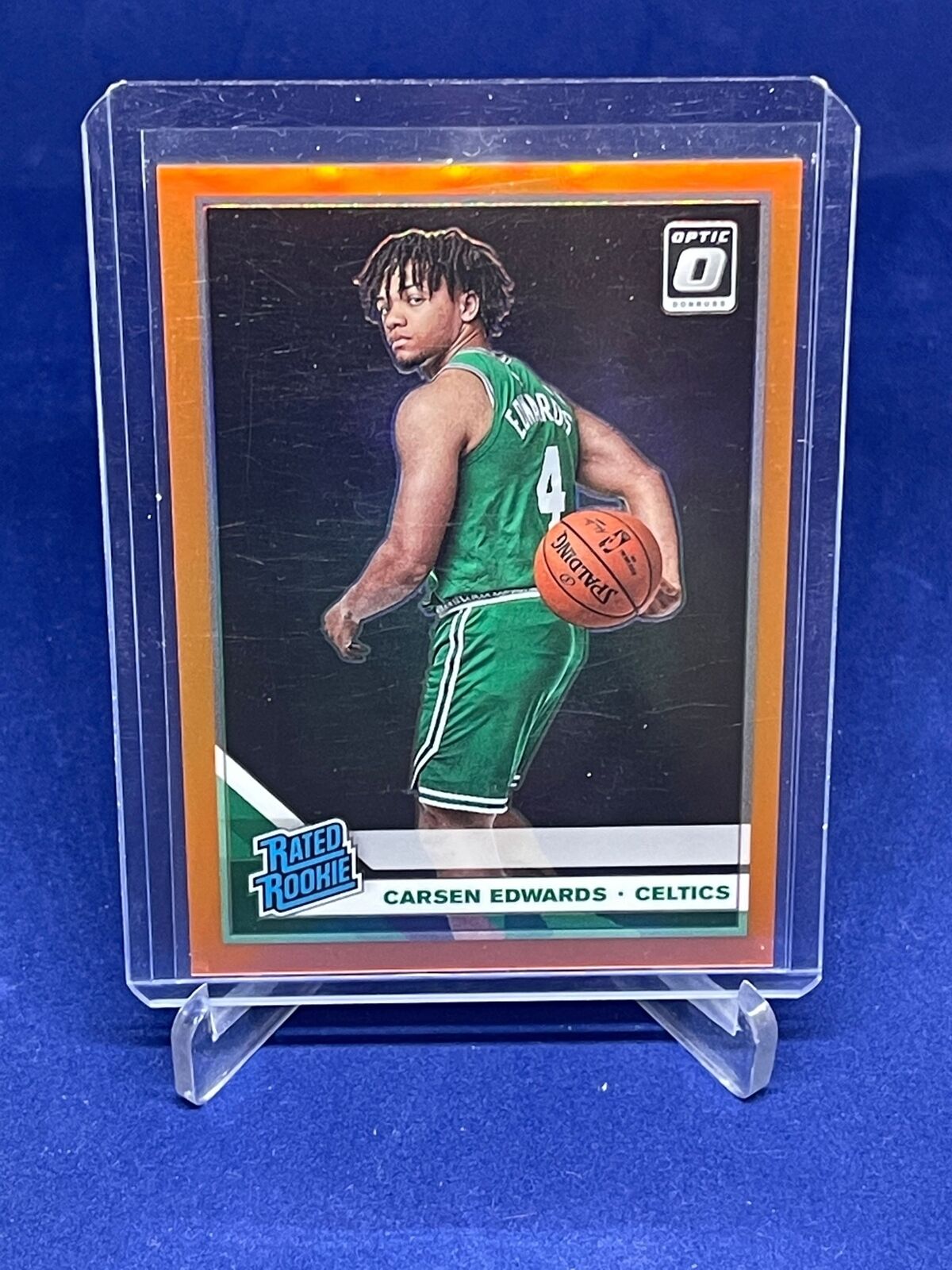 CARSEN EDWARDS 2019-20 DONRUSS OPTIC RATED ROOKIE ORANGE HOLO PRIZM RC #D 85/199