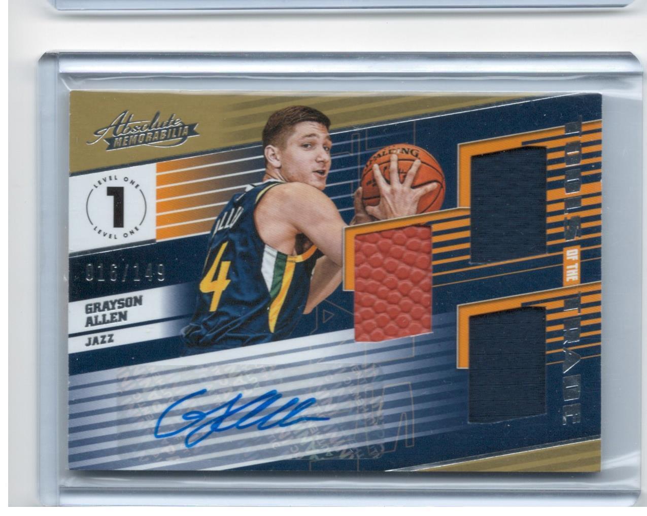 GRAYSON ALLEN 2018-19 ABSOLUTE TOOLS OF THE TRADE TRI JERSEY BALL AUTO RC /149