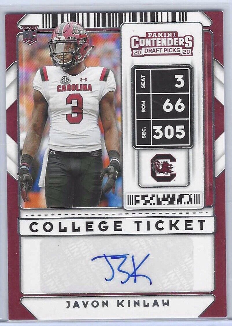 JAVON KINLAW 2020 PANINI CONTENDERS DRAFT PICKS COLLEGE TICKET AUTO RC #165