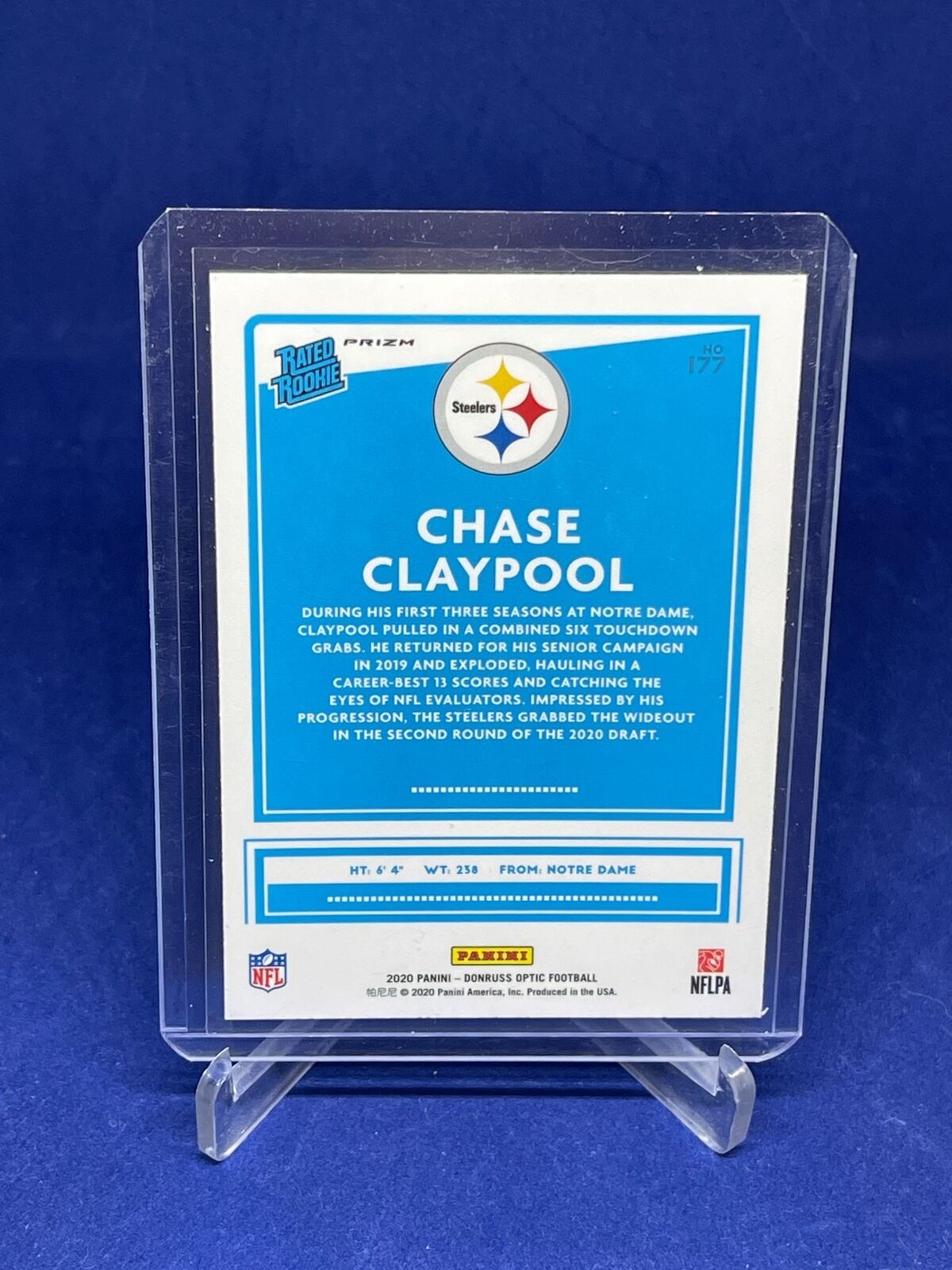 CHASE CLAYPOOL 2020 PANINI DONRUSS OPTIC RATED ROOKIE RED CHOICE HOLO PRIZM #177