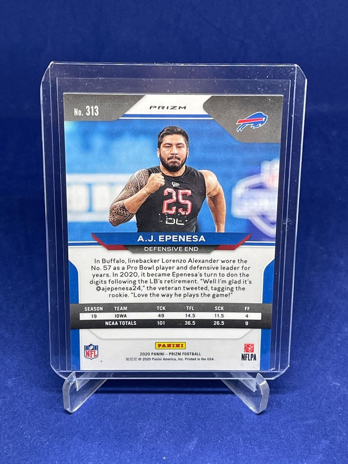 AJ EPENESA 2020 PANINI PRIZM BLUE SHIMMER PRIZM ROOKIE RC #D 13/25