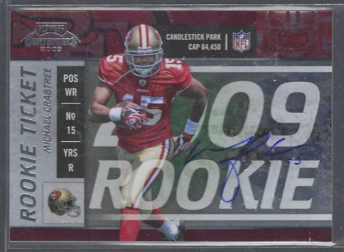 MICHAEL CRABTREE 2009 PLAYOFF CONTENDERS ROOKIE TICKET ON CARD AUTO RC #107
