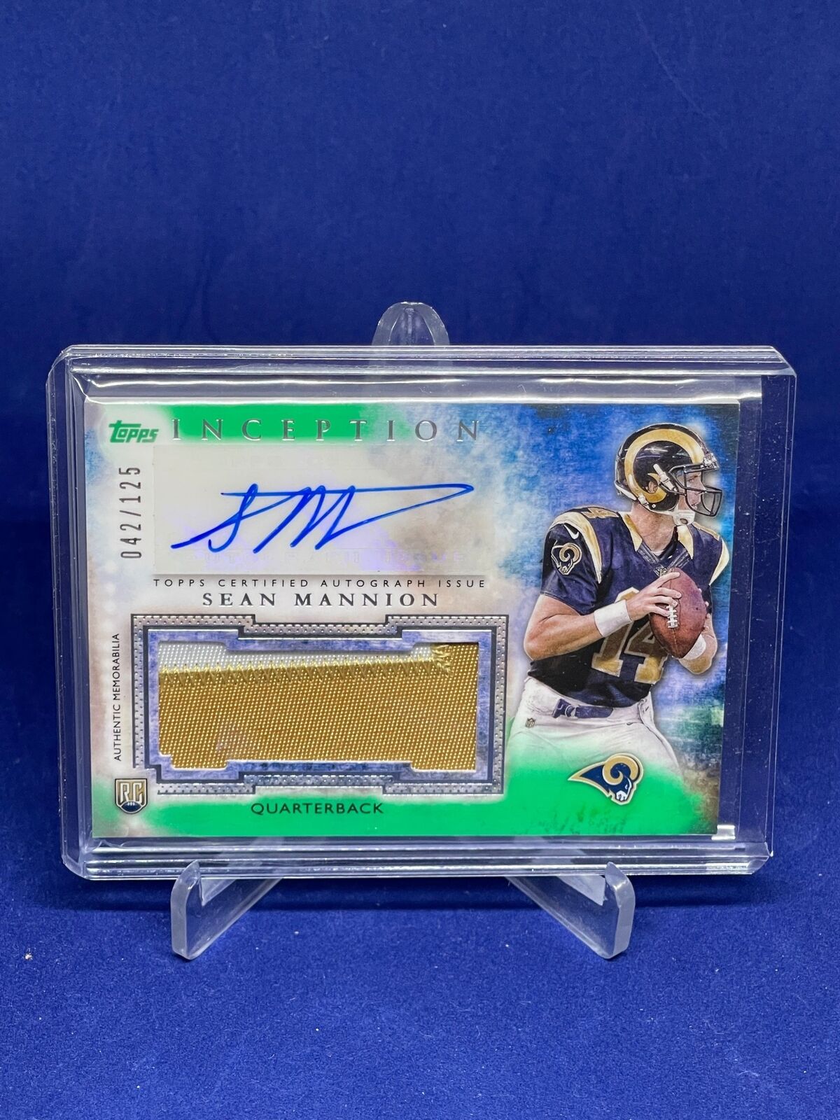 SEAN MANNION 2015 TOPPS INCEPTION GREEN PATCH AUTO ROOKIE RC #D /125