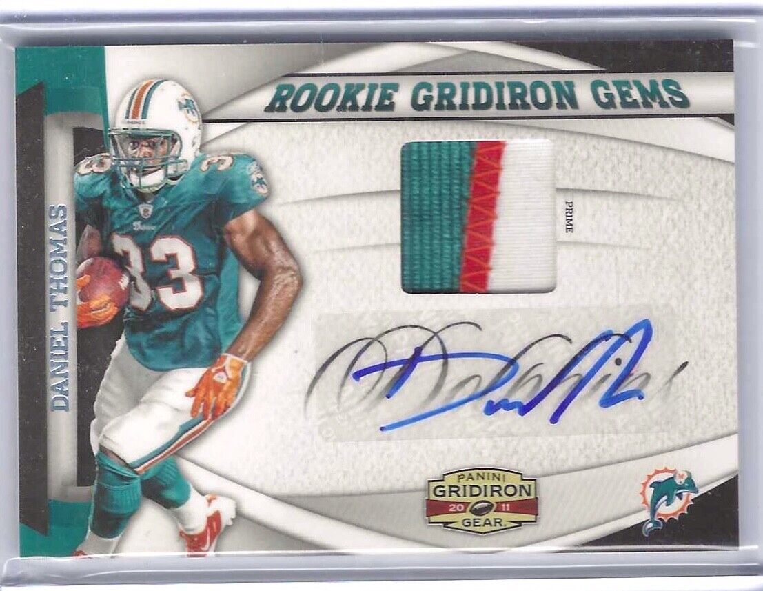 DANIEL THOMAS 2011 PANINI GRIDIRON GEAR ROOKIE PATCH AUTO RC #D /10