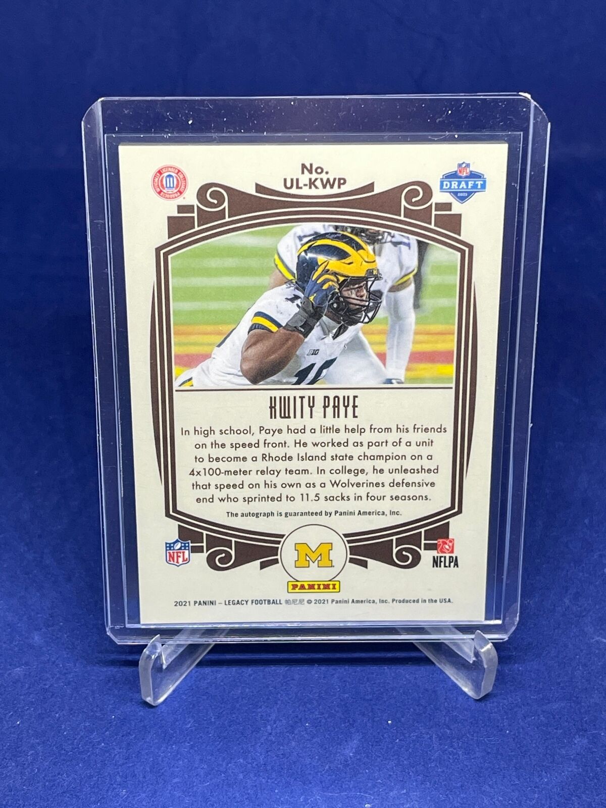 KWITY PAYE 2021 PANINI LEGACY UNDER THE LIGHTS ROOKIE PRIZM AUTO RC