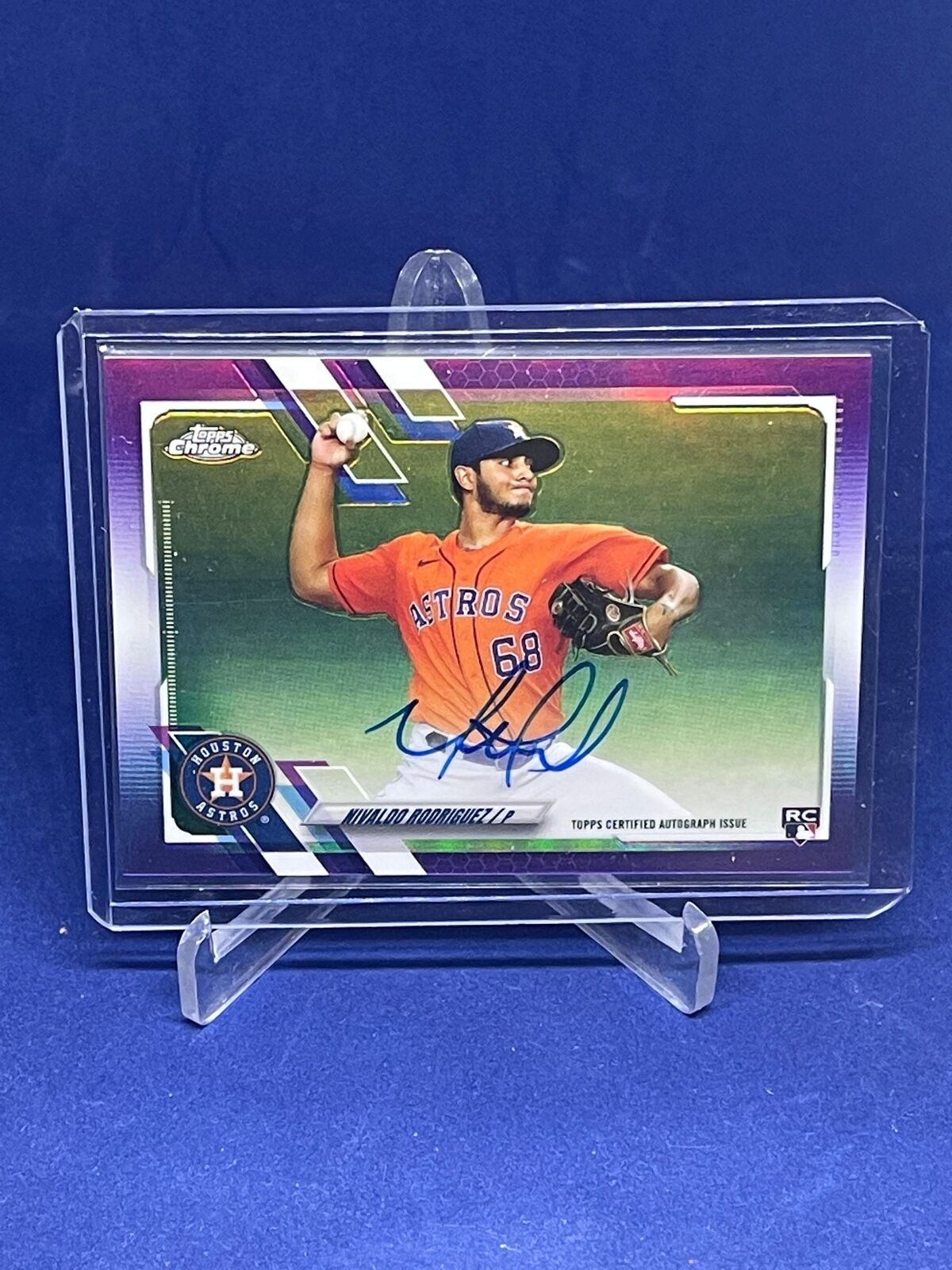 NIVALDO RODRIGUEZ 2021 TOPPS CHROME PURPLE REFRACTOR ON CARD AUTO RC #D 213/250
