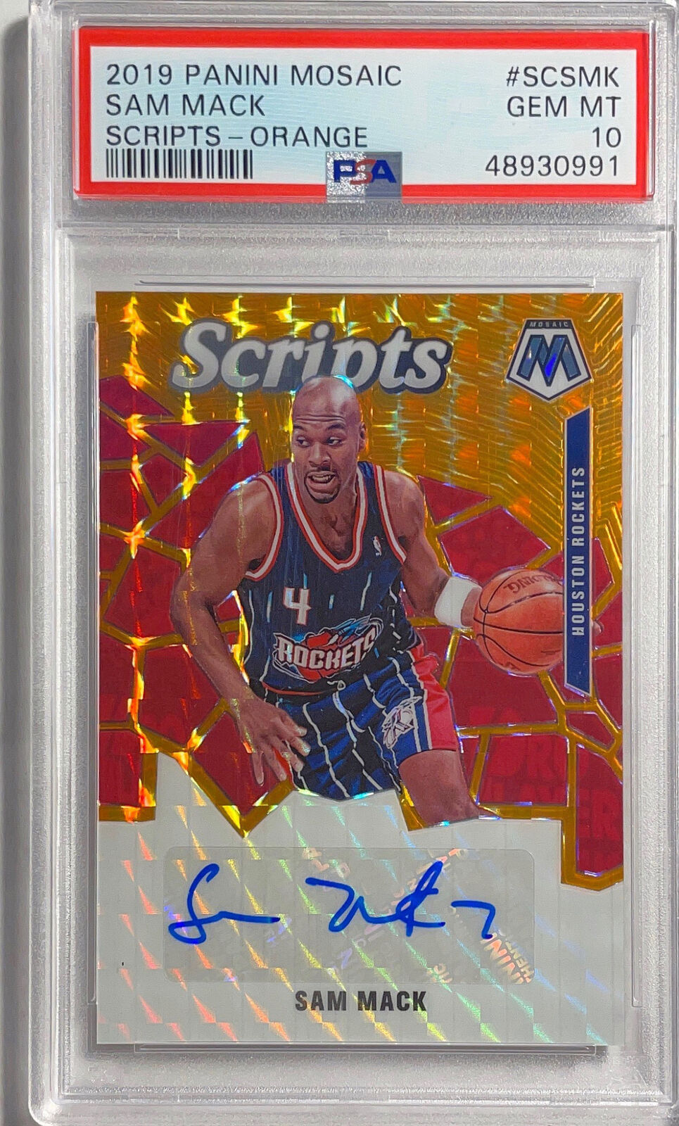SAM MACK 2019 PANINI MOSAIC SCRIPTS AUTO ORANGE PRIZM PSA 10 GEM MINT POP 2