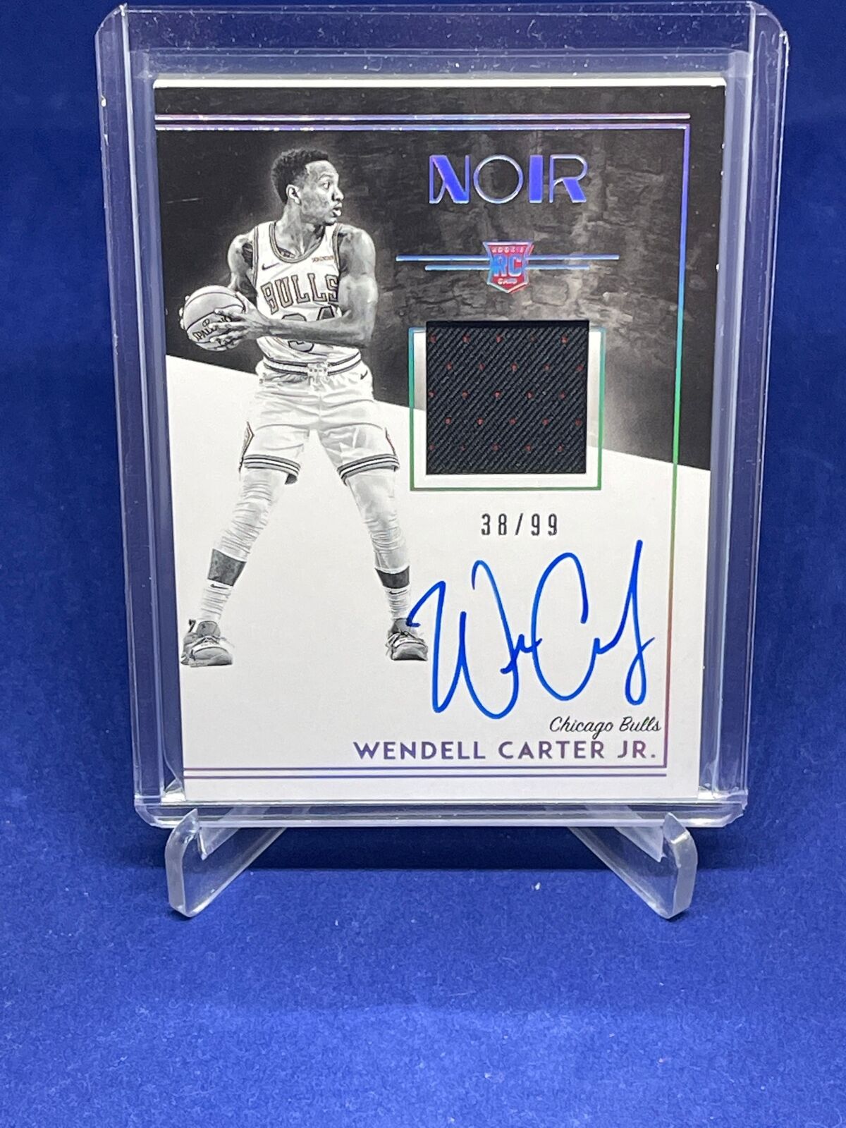 WENDELL CARTER JR 2018-19 PANINI NOIR BLACK WHITE PATCH AUTO ROOKIE RC #D 38/99