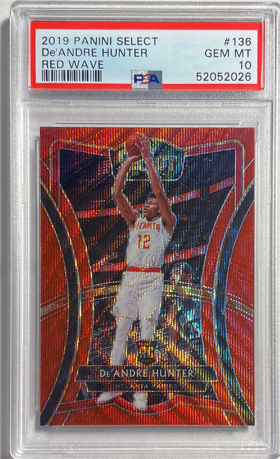 DE'ANDRE HUNTER 2019 PANINI SELECT RED WAVE PRIZM RC #136 PSA 10 GEM MINT POP 25