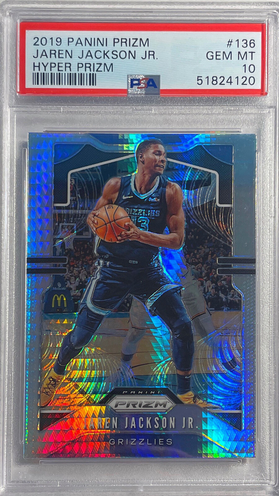 JAREN JACKSON JR. 2019 PANINI PRIZM HYPER PRIZM #136 PSA 10 GEM MINT POP 6