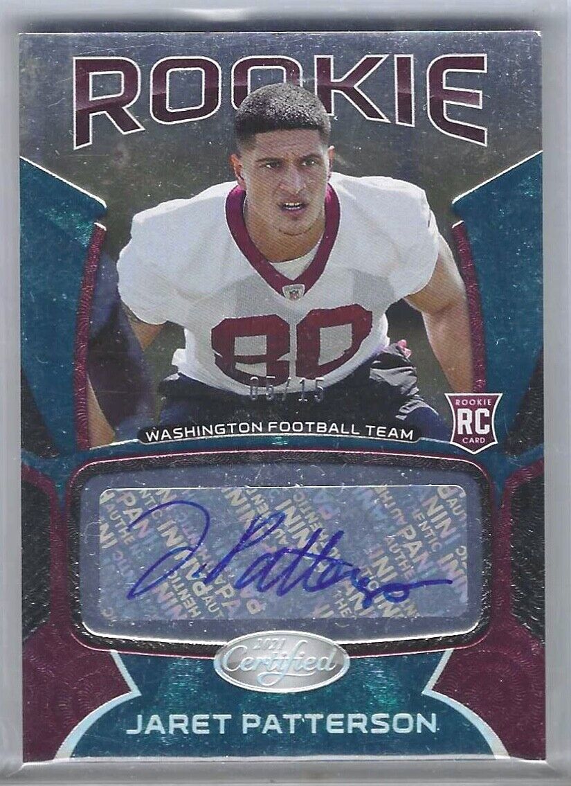 JARET PATTERSON 2021 PANINI CERTIFIED FIRST OFF THE LINE ROOKIE AUTO RC #D 05/15