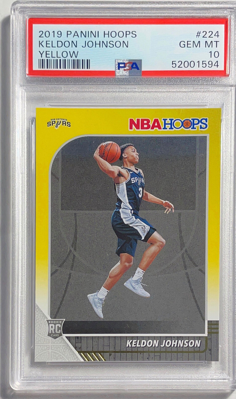 KELDON JOHNSON 2019 PANINI HOOPS YELLOW ROOKIE RC SP #224 PSA 10 GEM MINT POP 6