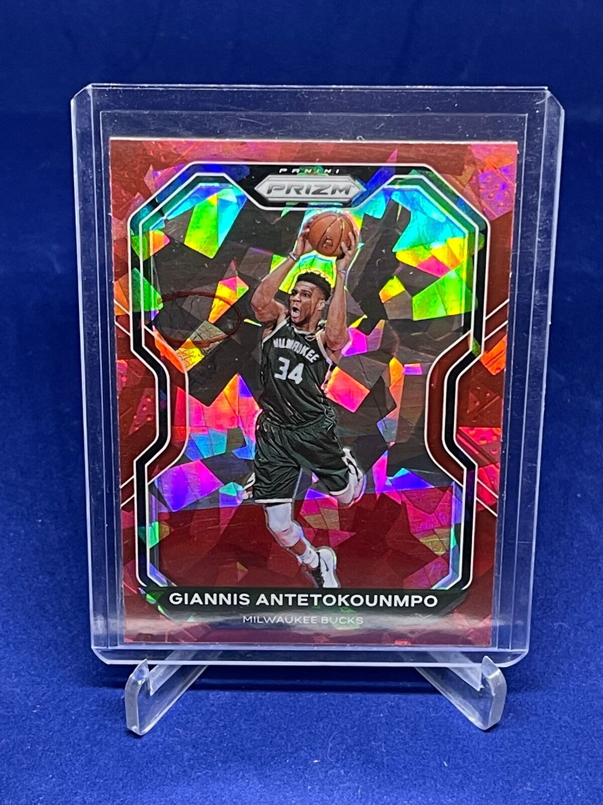 GIANNIS ANTETOKOUNMPO 2020-21 PANINI PRIZM RED CRACKED ICE PRIZM #111